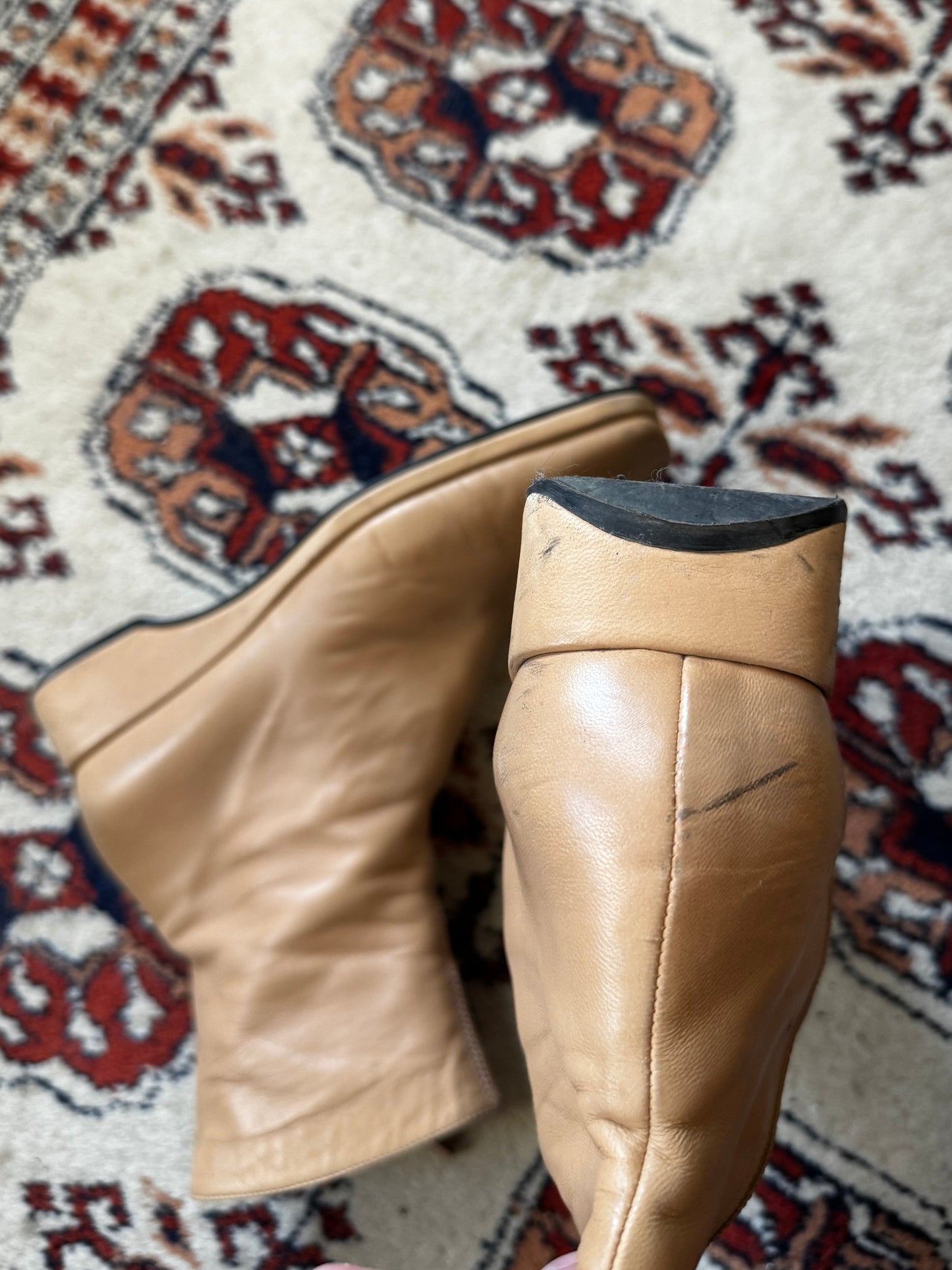 Vintage Soft Leather Square Toe Ankle Boots (10)