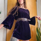 y2k Does 60s Purple Velvet Bell Sleeve Dress/Tunic (XS-L)