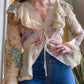 70s Semi Sheer Floral Blouse w/ Flutter Sleeves (S-M)