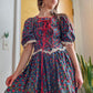 Vintage Puff Sleeve Floral Dirndl Mini Dress (S-L)