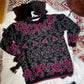 Vintage 80s Fractal Rose Print Pullover Sweater (M)