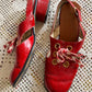 60’s Mod Patent Leather Red Slingback Loafers (W7)