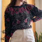 Vintage 80s Fractal Rose Print Pullover Sweater (M)