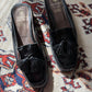 Vintage Black Patent Leather Mule Loafers w/ Tassels (W8)