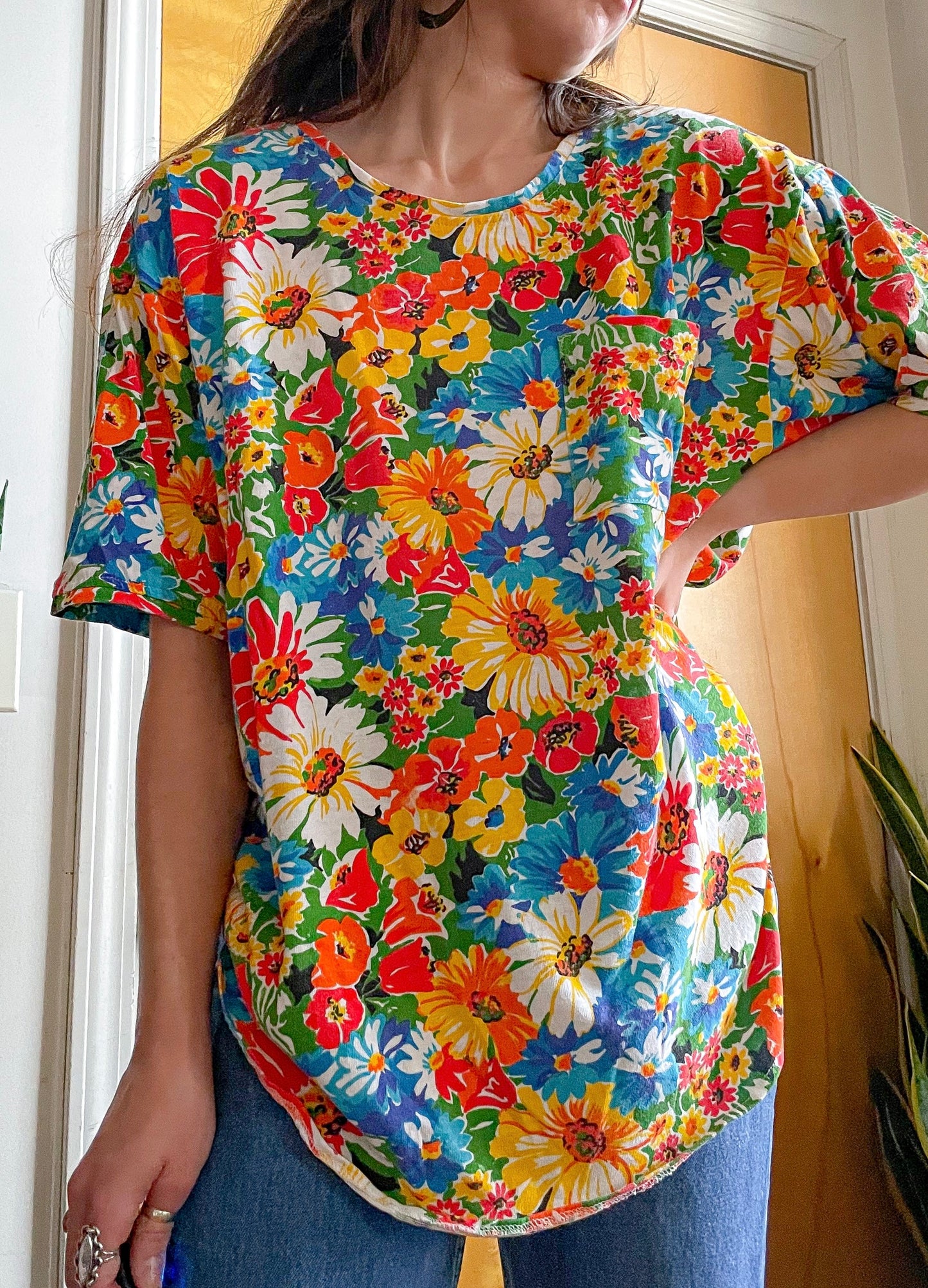 Late 80’s Funky Flower Boxy Tee (XXL)