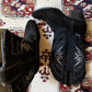 Vintage 80s Denim & Suede Heeled Cowboy Boots (8.5)