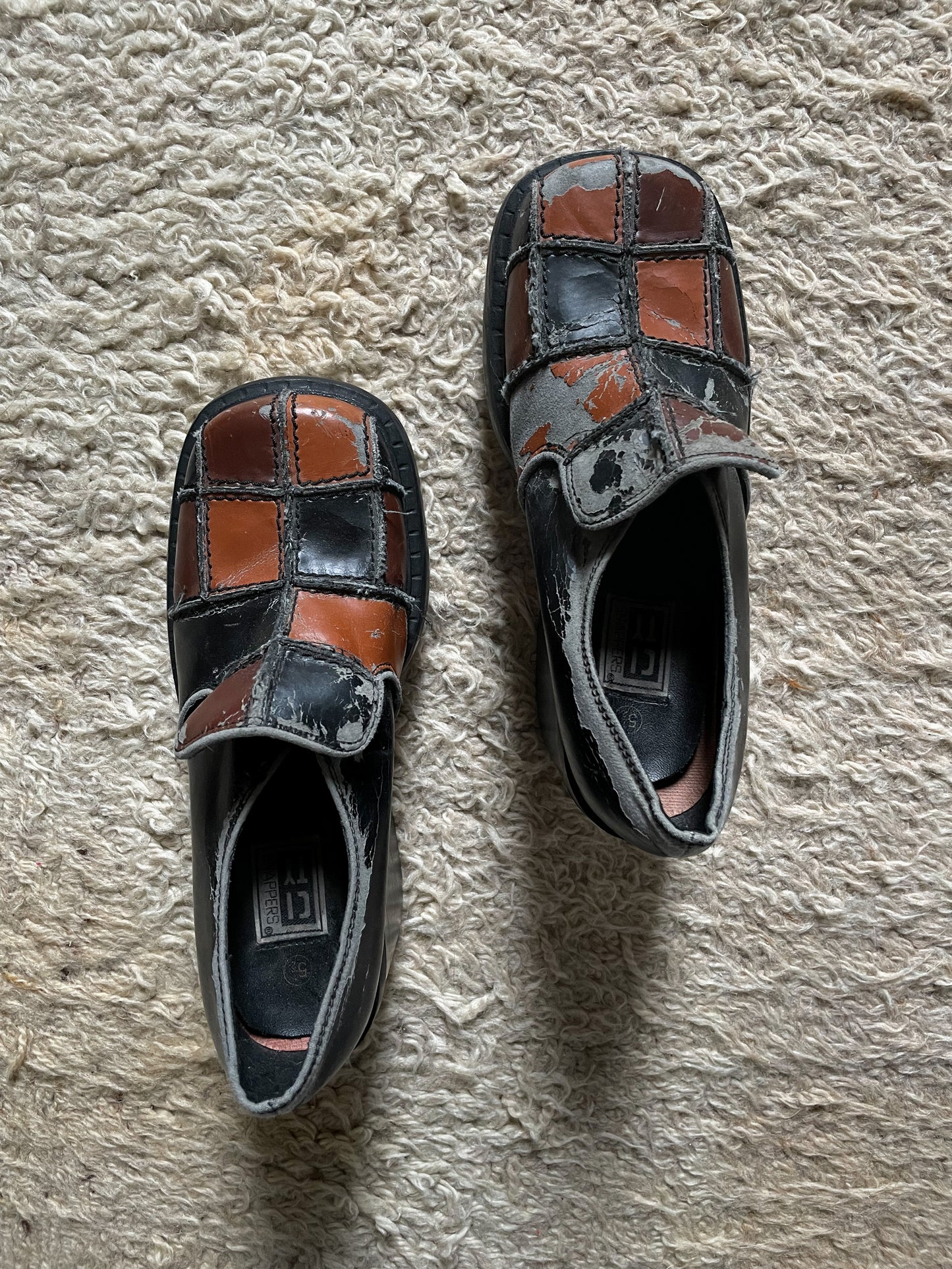 Rare Vintage 90’s Does 70’s Patchwork Platforms (5.5)