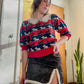 80s Scottie Print Knit Sweater w/ Lace Collar (XS-M)