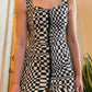 Late 80s- Early 90s Checkered Op Art Bodycon Dress (XS)