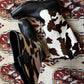Vintage 90s Cow Print Pony Hair Knee High Boots (9)