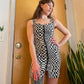 Late 80s- Early 90s Checkered Op Art Bodycon Dress (XS)