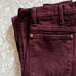 Vintage 80s Deadstock Deep Burgundy Wrangler Jeans (26/27”W)