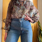 70’s Floral Tie Neckline Blouse (S-M)