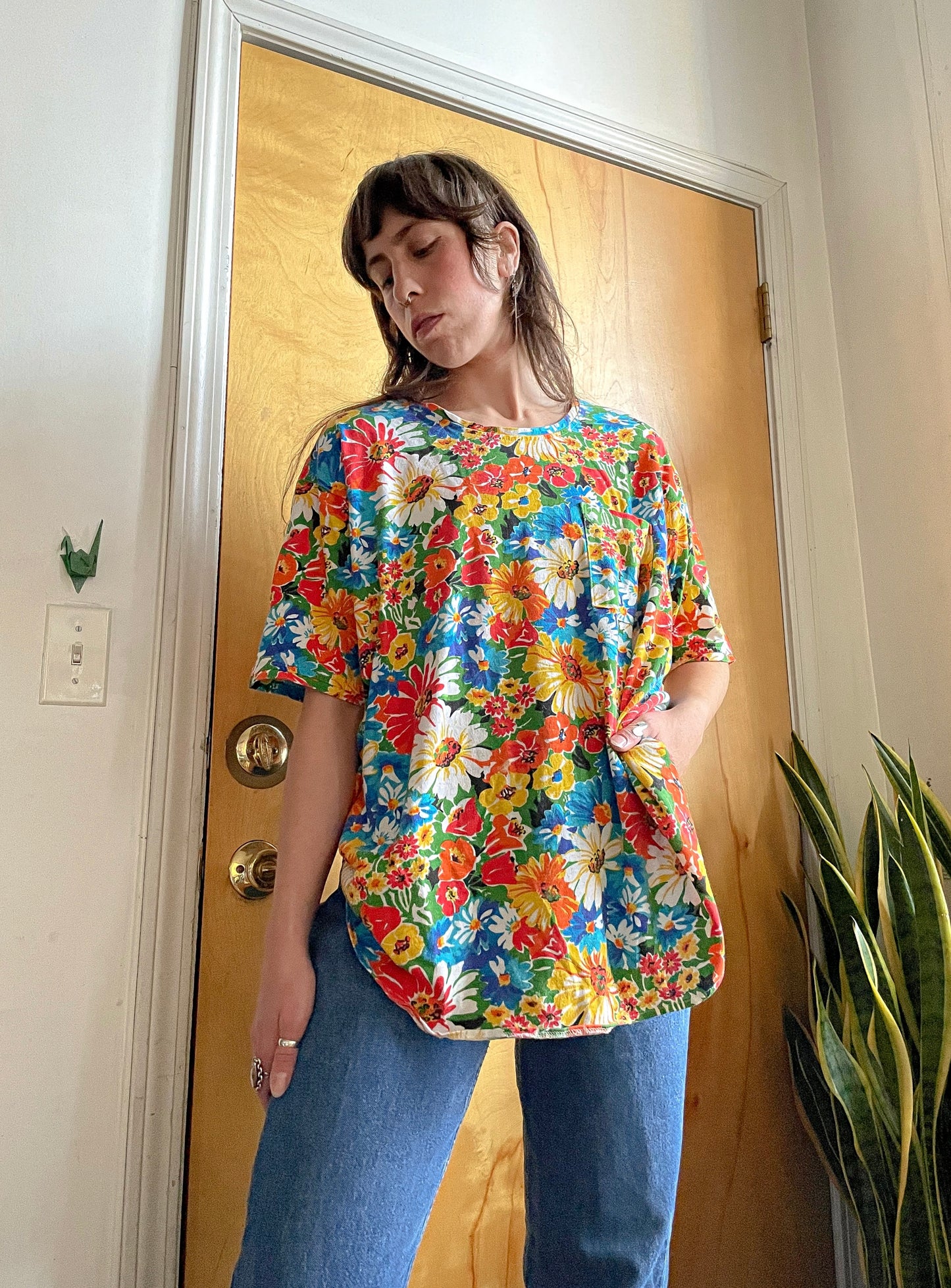 Late 80’s Funky Flower Boxy Tee (XXL)