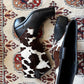Vintage 90s Cow Print Pony Hair Knee High Boots (9)