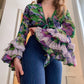 70s Frilly Tiered Bell Sleeve Tie Top (XS-M)