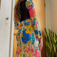 Early 70s Groovy Printed Floral Maxi Dress (S)