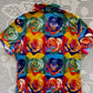y2k Digital Art Rose Print Short Sleeve Button Down (M)