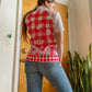 60- 70s Double Knit Checkered Zip Top (S-M)