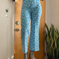 60s Double Knit Swirly Flower Printed Pants (M)