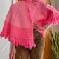 Late 70s Knit Crocheted Two Toned Poncho (XS-M)