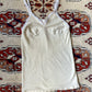 Vintage 70s Pointelle Cream Camisole Tank Top (XS)
