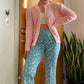 70s Bubblegum Pink Popcorn Knit Cardigan (M)