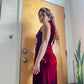 70s- 80s Crimson Red Crushed Velvet Gown (XXS-XS)