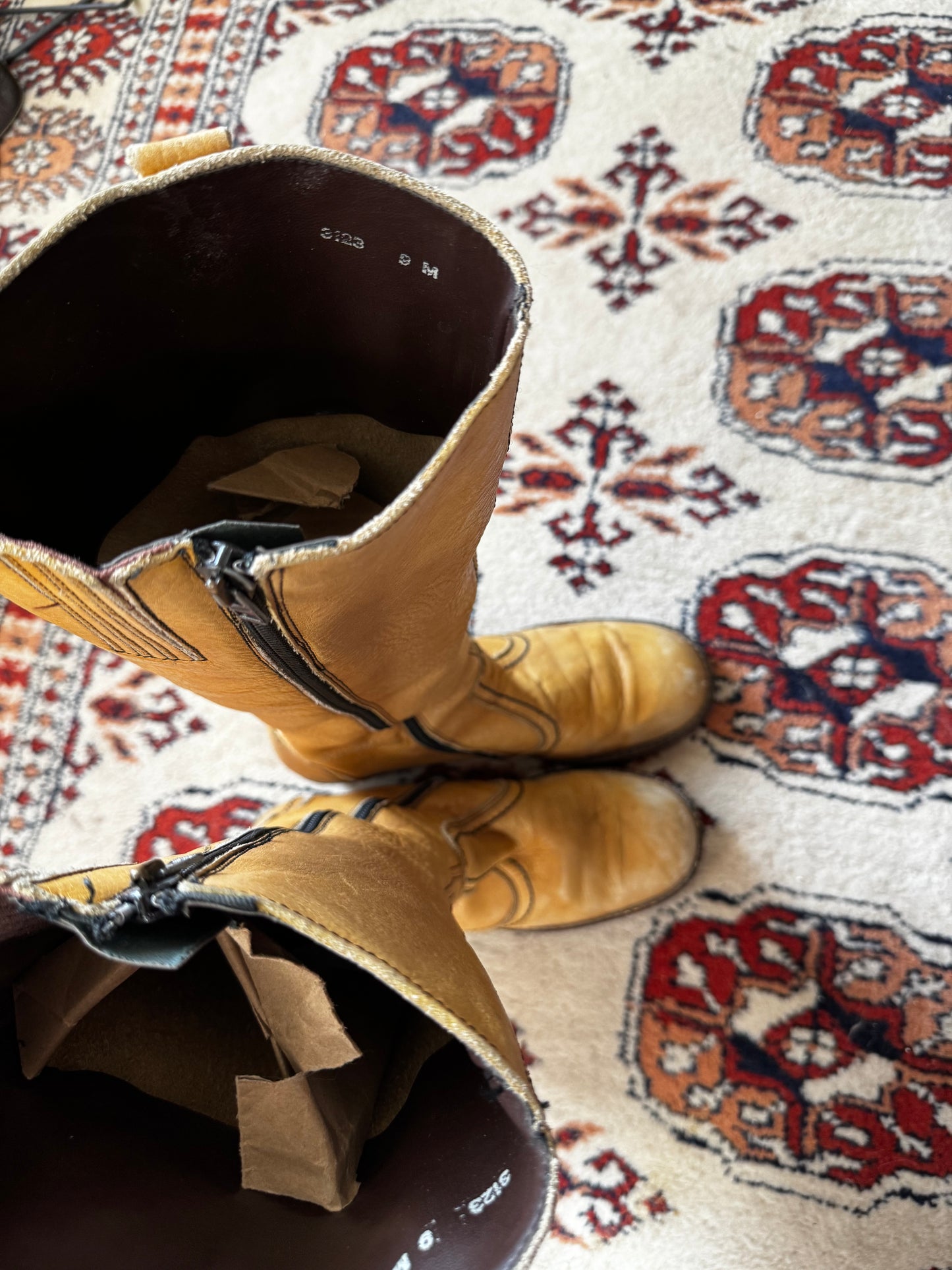 70s Butterscotch Leather Knee High Boots (9)