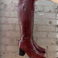 Vintage 60s/70s Garnet Red Knee High Leather Boots (5.5)