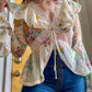 70s Semi Sheer Floral Blouse w/ Flutter Sleeves (S-M)