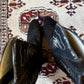 Vintage 80s Denim & Suede Heeled Cowboy Boots (8.5)
