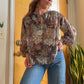 70’s Floral Tie Neckline Blouse (S-M)