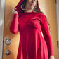 70s- 80s Red Hooded Maxi Dress (XS)