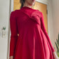 70s- 80s Red Hooded Maxi Dress (XS)