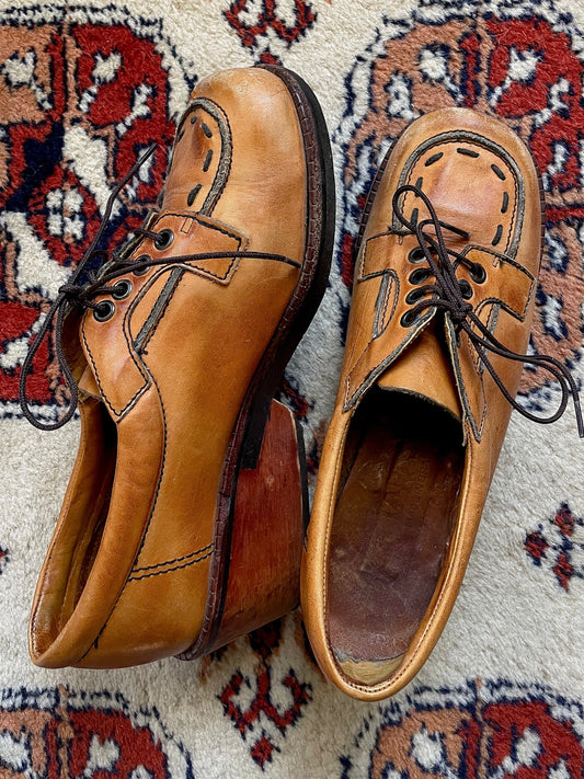 Late 60- Early 70s Saddle Wedge Shoe w/ Moc Toe (8.5)