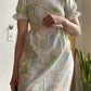 Vintage 70s Pastel Puff Sleeve Maxi Dress (XXS/XS)