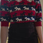 80s Scottie Print Knit Sweater w/ Lace Collar (XS-M)