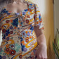 60s/70s Hawaiian Psych Print Maxi Dress (M)