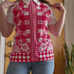 60- 70s Double Knit Checkered Zip Top (S-M)