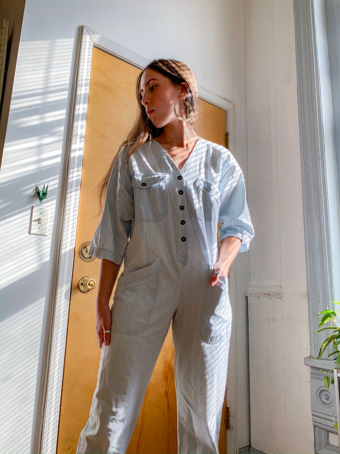 Vintage 80s Railroad Striped Coveralls (S-M)